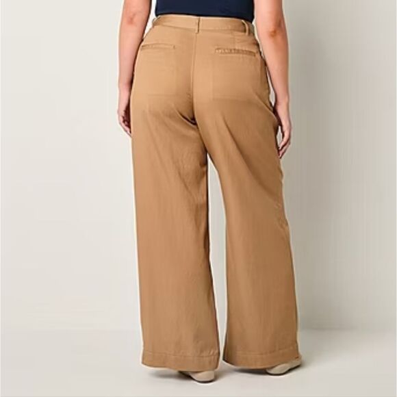 A New Approach A.N.A High Rise Wide Leg Khaki Trouser Pant NWT Size 4 8 18 - Picture 2 of 4